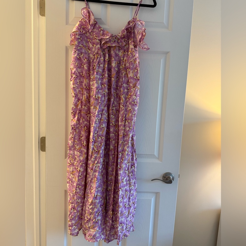 Never worn!! H&M Purple Floral Midi Dress